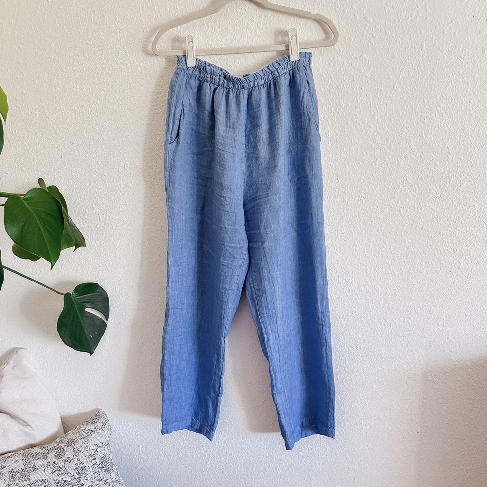 Full Stone Blue Linen Pants